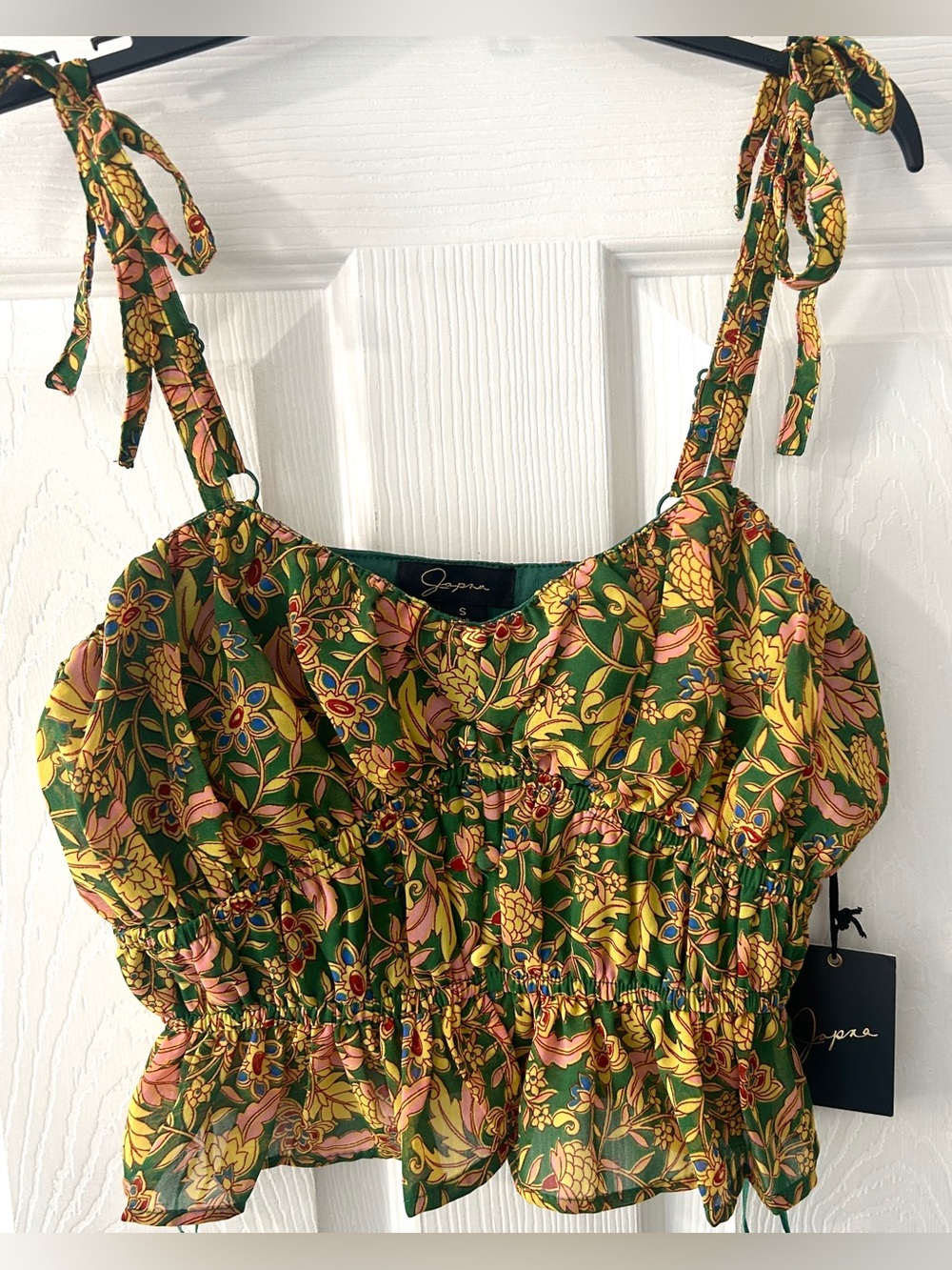 NWT Japna Green Summer Floral Top Women's Teens Spaghetti Straps Small